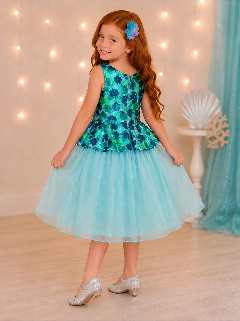 Disney Store Ariel Little Mermaid Reversible Sequin Princess Costume Dress 5/6